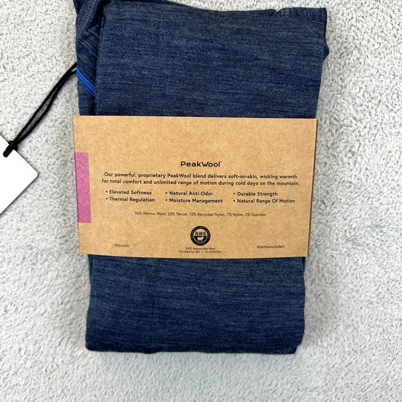 Stio Wool Base Layer Long Sleeve Basis Peakwool Lightweight Crew Womens XL Blue - Picture 5 of 5